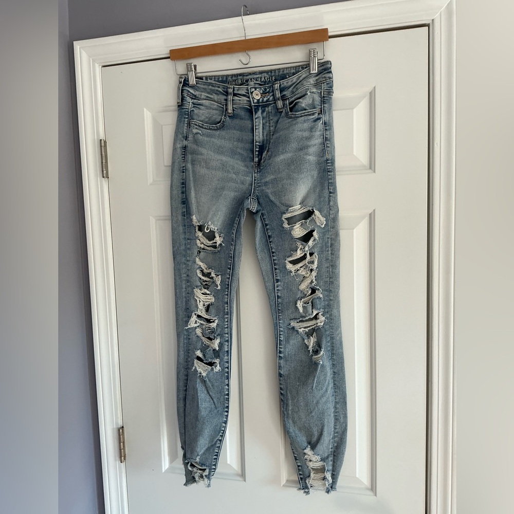 American Eagle Distressed Next Level Stretch High Rise Jeggins Skinny Jeans 8R
